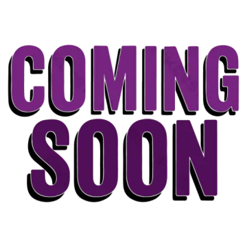 a purple and black text that reads coming soon