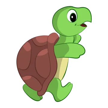 a cartoon turtle with an open shell on its back