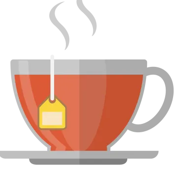 a cup of tea with a tag on it