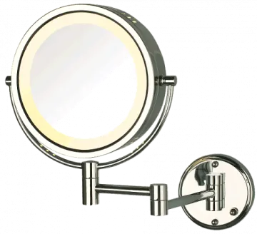 a wall mounted mirror with a light on it