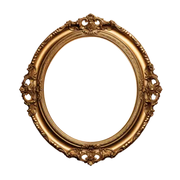 a gold oval frame on a white background