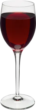 a glass of red wine on a white background