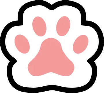 a pink paw print on a white background