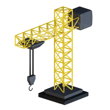a yellow crane on a white background