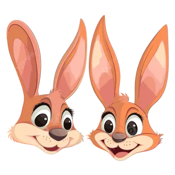 two cartoon rabbits with big eyes