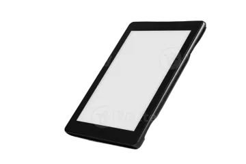 a black tablet with a white screen