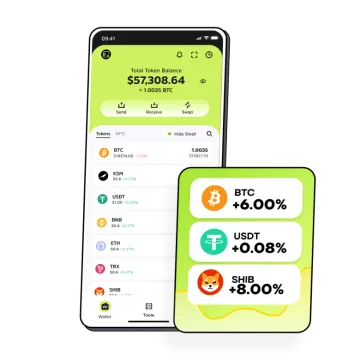 a smartphone and an iphone showing the price of crypt