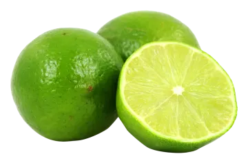 two limes on a white background