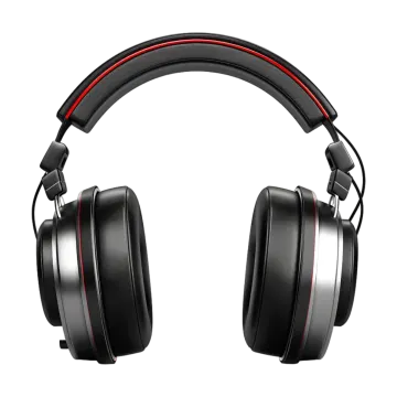 a pair of black and red headphones
