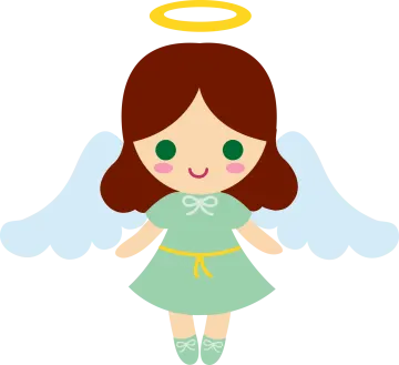 a cute little angel with green wings