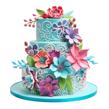a three tiered cake with flowers on top