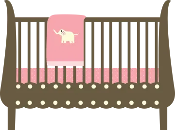 a baby cribt with a pink blanket on it
