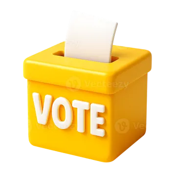 a yellow voting box with the word vote written on it