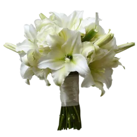 a bouquet with white flowers in it