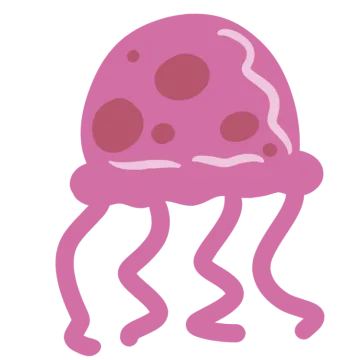 a pink jellyfish on a white background