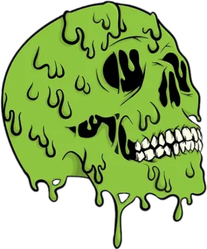 a skull with green paint on it's face