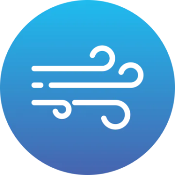 a blue circle with a white line in the middle of it