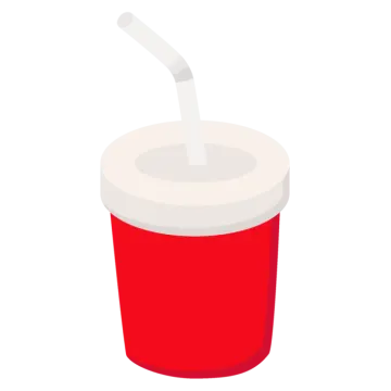 a red cup with a straw in it