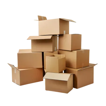 a pile of cardboard boxes on a white background