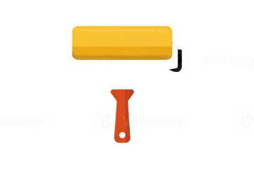 a yellow paint roller on a white background