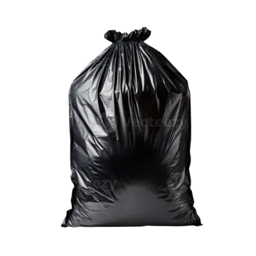 a black garbage bag on a white background
