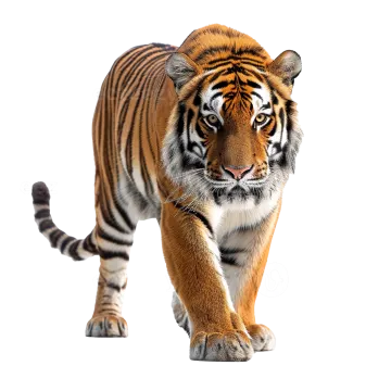 a tiger walking towards the camera