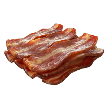 sliced bacon on a white background