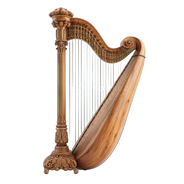 a wooden harp on a white background