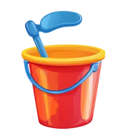 a bucket with a shovel in it