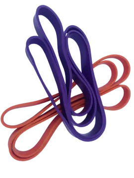 a pair of purple and orange rubber bands