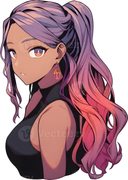 an anime girl with long pink hair
