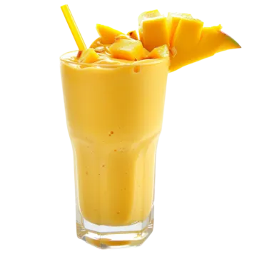 a glass filled with orange juice and a straw