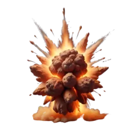an explosion of fire on a white background