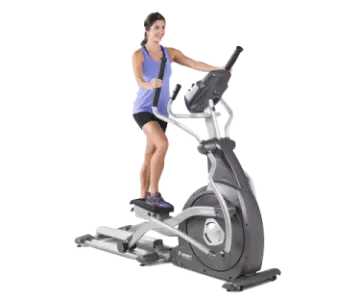 a woman on an exercise bike