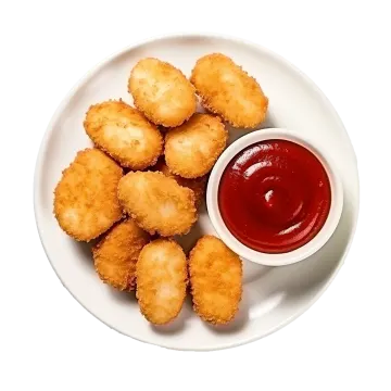 a white plate with some fried food on it