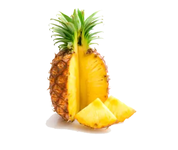 a sliced pineapple on a white background