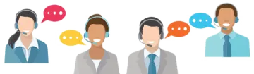 a group of people wearing headsets