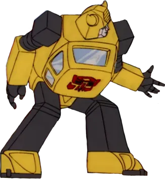 a drawing of a yellow and black robot