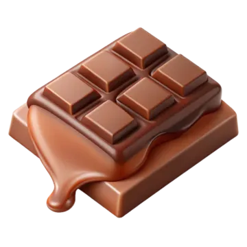 a piece of chocolate on a white background