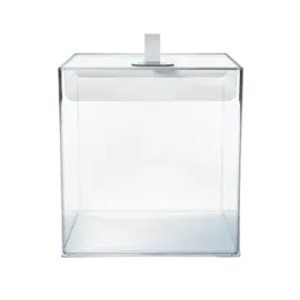 a clear box with a white lid