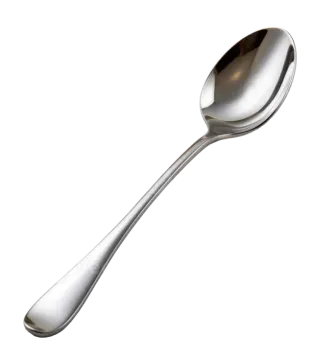 a silver spoon on a white background