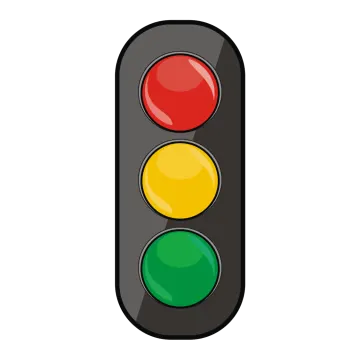a traffic light with three red and green lights