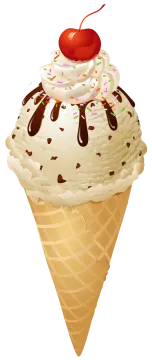 an ice cream cone with a cherry on top