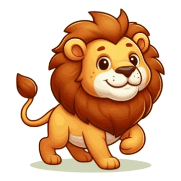 a cartoon lion with an angry look on his face