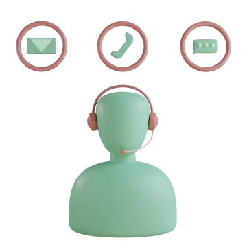 a person with headphones and various icons