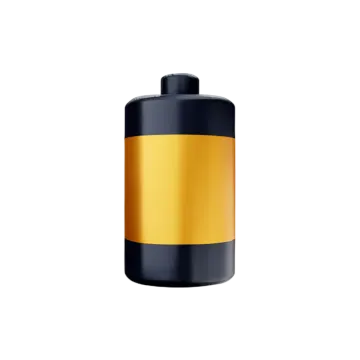 a black and yellow canister on a white background