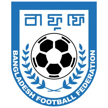 a blue and white logo with a soccer ball in the center