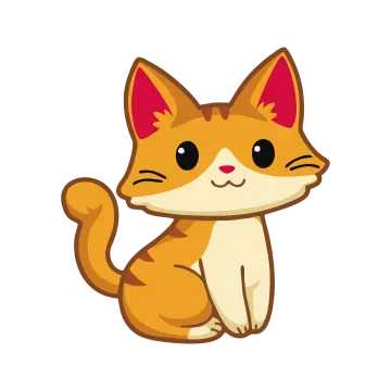 a cartoon cat sitting on the ground