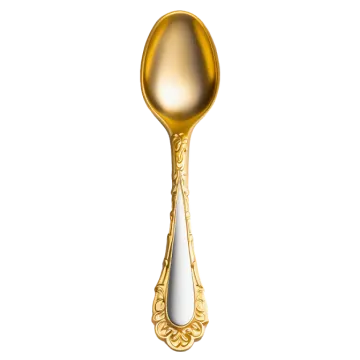 a gold spoon with an ornate design on it
