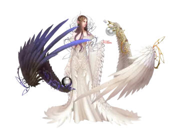 a woman in a white dress holding a dragon